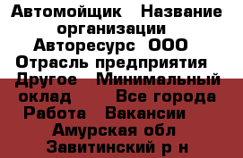 Автомойщик › Название организации ­ Авторесурс, ООО › Отрасль предприятия ­ Другое › Минимальный оклад ­ 1 - Все города Работа » Вакансии   . Амурская обл.,Завитинский р-н